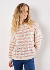 Wavy Stripe Pastel Jumper, Stone, large