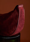 Suede Half Moon Crossbody Bag, Red, large