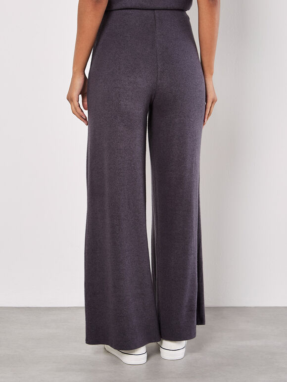 Soft Touch Wide Leg Trousers, Dark Grey - Charcoal, large