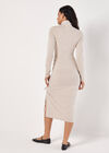 Ruched Knit Midi Dress, Stone, large