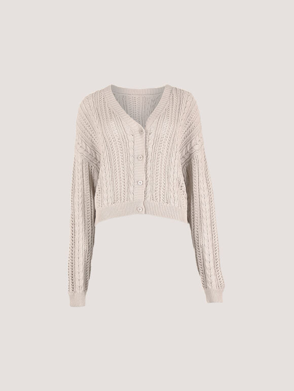 Crochet Cable Cardigan, Stone, large