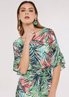 Painterly Tropical Mini Dress, Cream, large