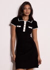 Blanket Stitch Knitted Mini Dress, Black, large