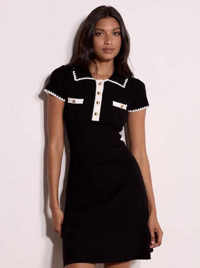 Blanket Stitch Knitted Mini Dress