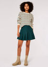 Tweed Box Pleat Mini Skirt, Green, large