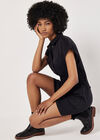 Utility Shirt Mini Dress, Black, large