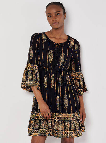 Paisley Shimmer Mini Dress