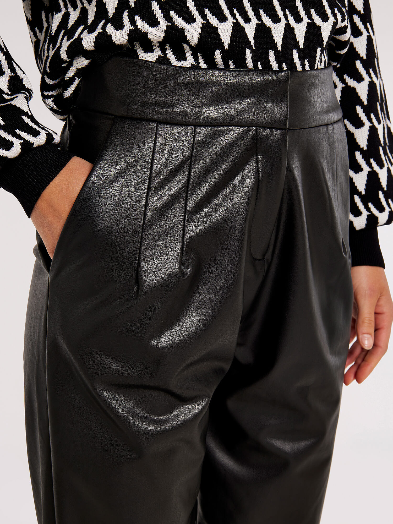 Tapered leather hot sale pants