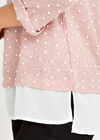 Pink Polkadot Chiffon Underlay Top, Pink, large