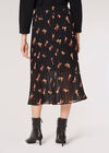 Floral Midi Skirt, Black, large