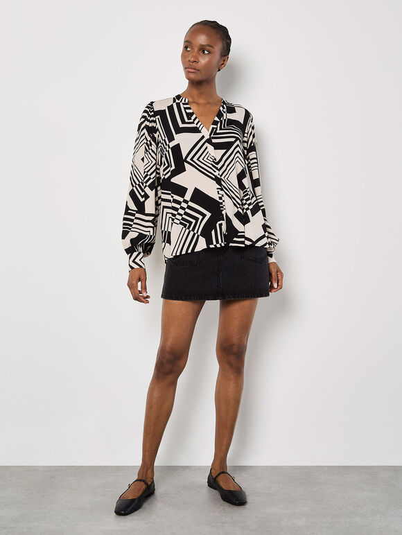 Geo Squares Shirt, Stone, large