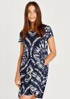 Tribal Tie Dye Shirt Dress, Navy, large