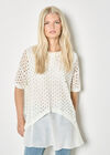Shimmer Mesh Layered Tunic Top, White, large