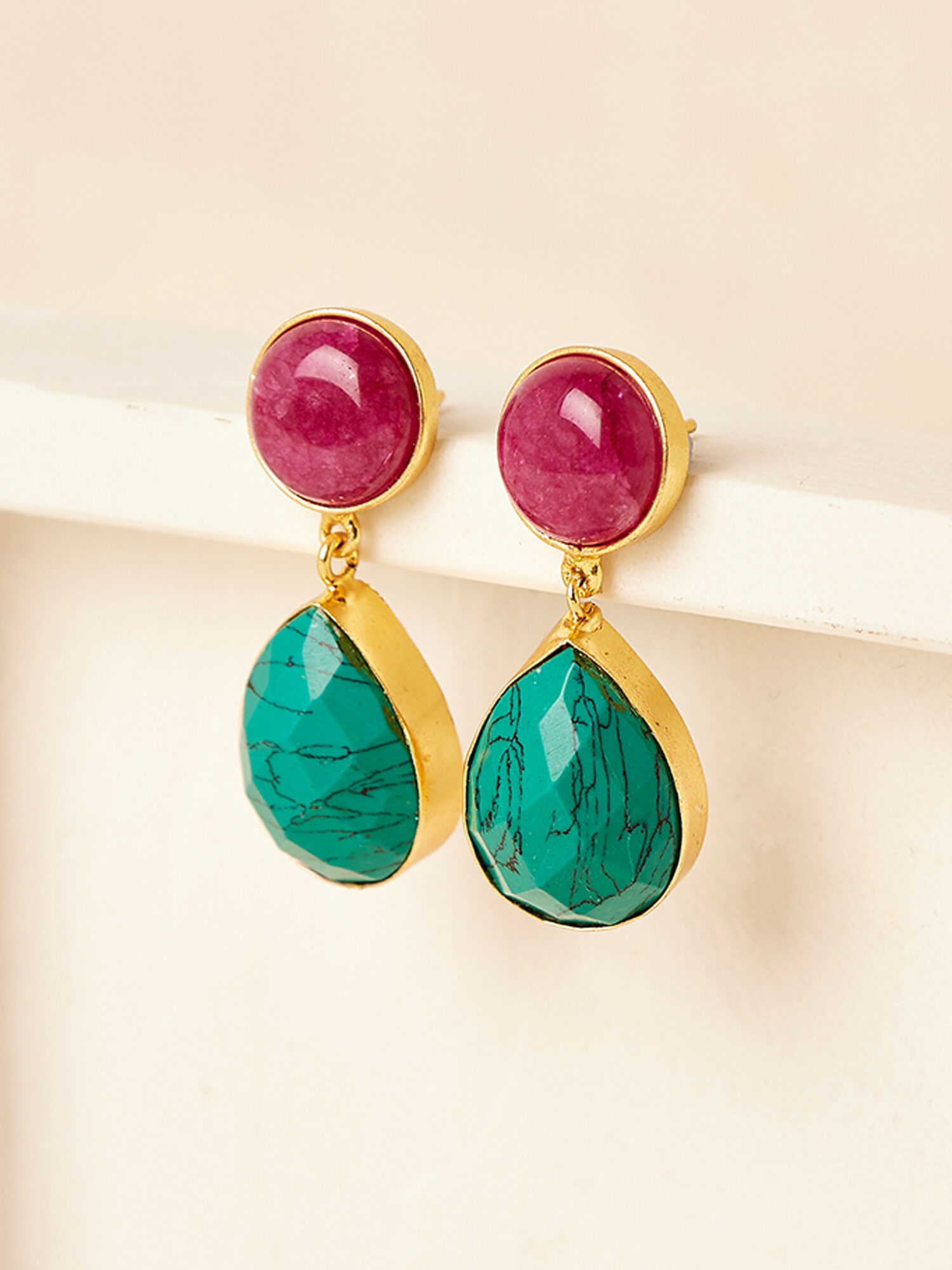 Pink and turquoise earrings online