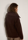 Funnel Neck Teddy Borg Fleece Jumper, Brown, large