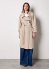 Soft-Touch Long Trench Coat, Stone, large