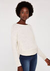Knitted Grown On Sleeve Jumper, Cream, large