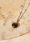 Silver Tone Brown Heart Gold Necklace, Brown, large