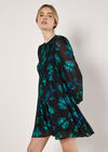 Butterfly Print Chiffon Mini Dress, Black, large