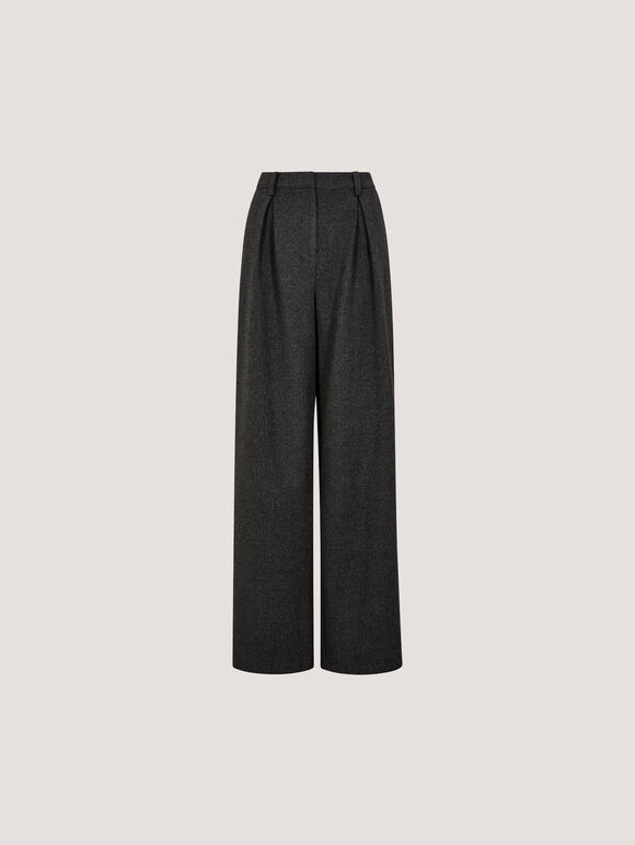Wide-Leg Woven Tailored Trousers, Dark Grey/Charcoal, large