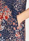 Batik Tribal Floral Skater Dress, Navy, large