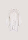 Oversized Longline Shimmer Shirt, White, large