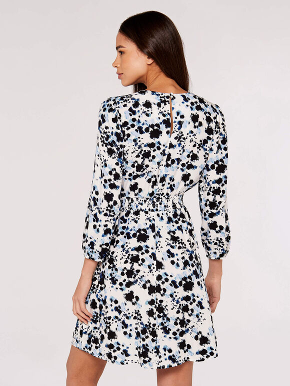 Brushstroke Smock Mini Dress, Blue, large