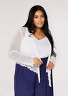 Curve Lightweight Sheer Knitted Shrug, Cream, large