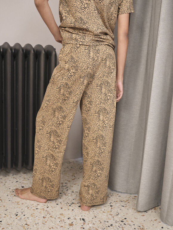 Camo Leopard Print Lounge Trouser, Stone, large