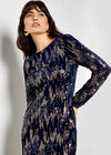 Mixed Sequin Velvet Bodycon Mini Dress, Navy, large
