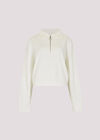 Cropped Zip Neck Sweatshirt, Cream, large