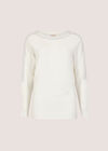Diamante Embellished Ribbed Jumper, White, large