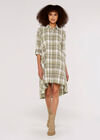 Plaid Shirt Dress, Khaki, large