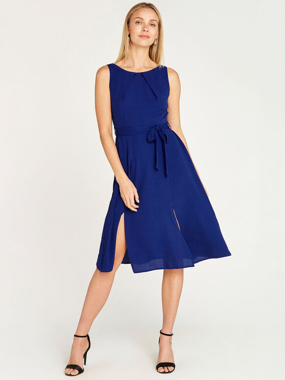 Split Skater Dress, Blue, large