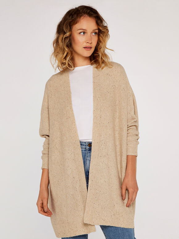 Lurex Cardigan, Stone, large