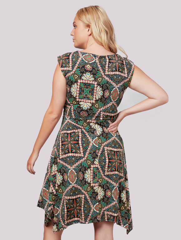 Tile Hankyhem Dress, Khaki, large