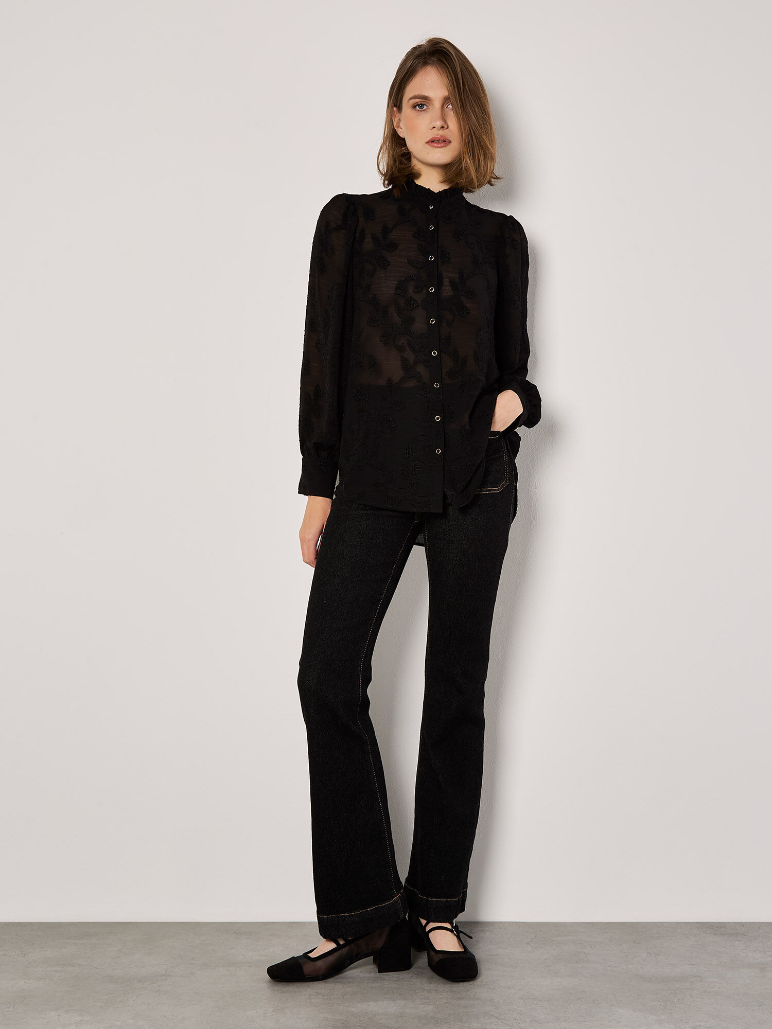 Black chiffon blouse uk sales
