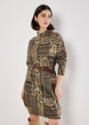 Ikat Patchwork Oversized Jumper Mini Dress, Khaki, large