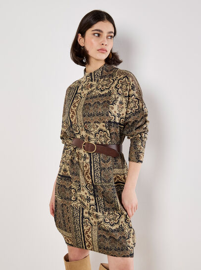 Ikat Patchwork Oversized Jumper Mini Dress
