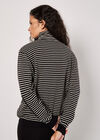 Stripe And Patch Cowl Neck Jumper, Black, large