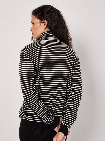 Stripe And Patch Cowl Neck Jumper