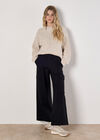 Wide Leg Cotton Cargo Trousers, Black, large