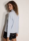 Boucl&eacute; Knit Mock Neck Jumper, Sky Blue, large