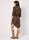 Patchwork Ikat Shirt Mini Dress, Black, large