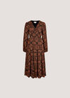 Smock Waist Tiered Dress, Rust, large