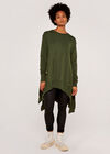 Longline Side Button Jumper, Khaki, large