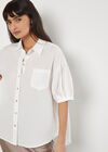 Oversized Slub Shirt, Cream, large