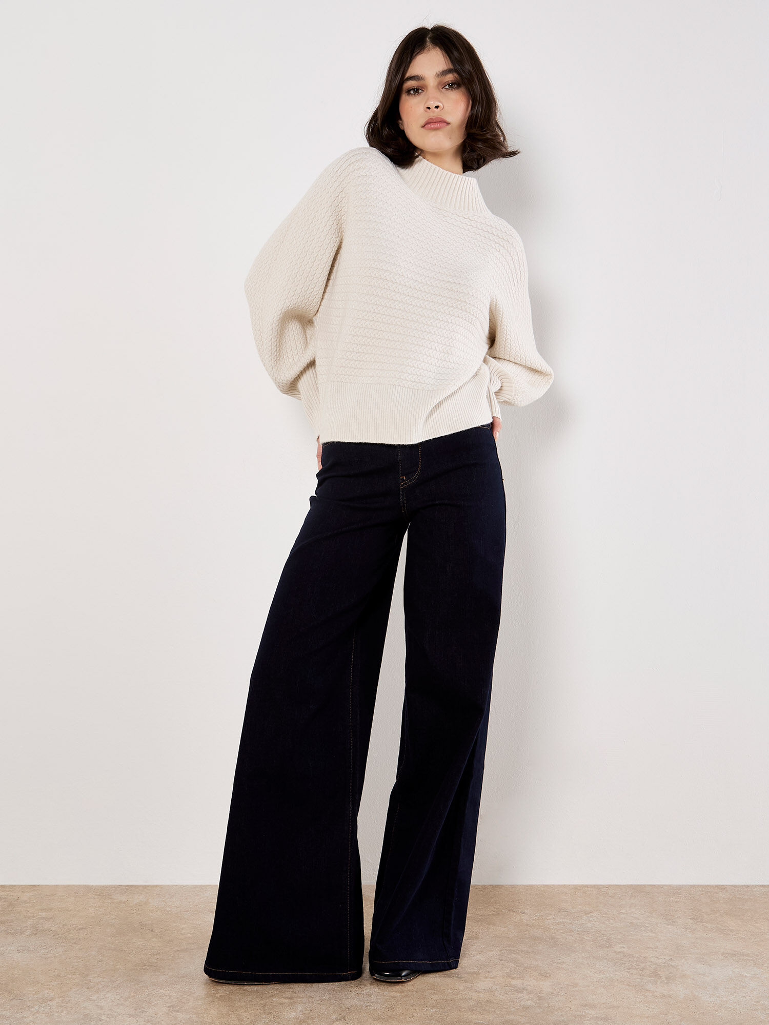 Twisted Cable Knit Batwing Jumper | Apricot Clothing