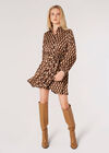 Geometric Satin Shirt Mini Dress, Rust, large