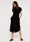 Utility Shirt Midi Dress , Black, large